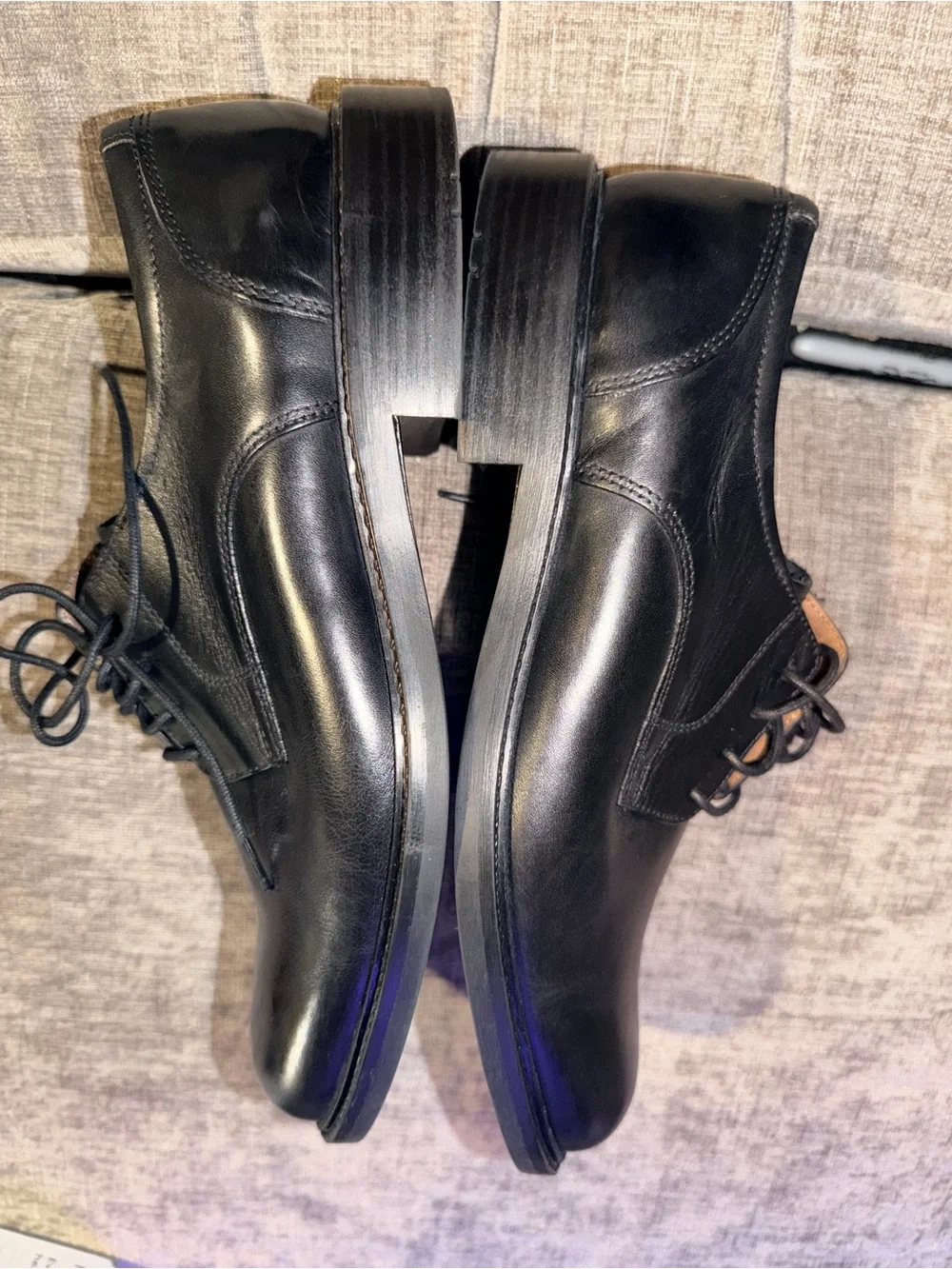 Johnston & Murphy Men’s Black Leather Plain Toe Derby Dress Shoes Size 10.5 M